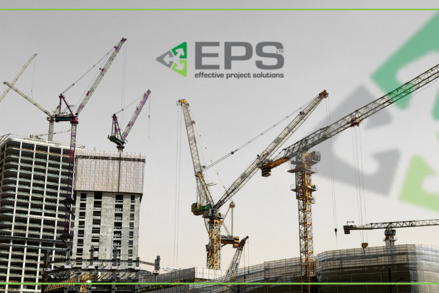 image shows cranes on a construction site